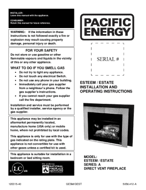 INSTALLER: Leave this manual with the appliance. ...