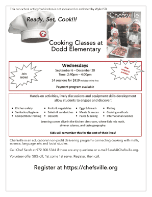 Chefsville Kids: Dodd Elementary Cooking Club Registration