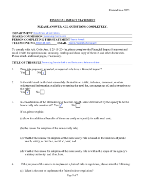 Financial Impact Statement