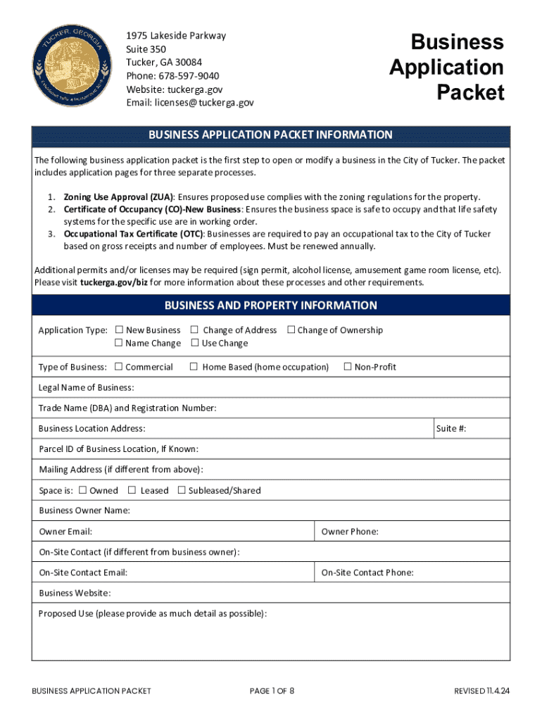 Occupational Tax Certificates and Alcohol Licenses - Tucker, GA Preview on Page 1