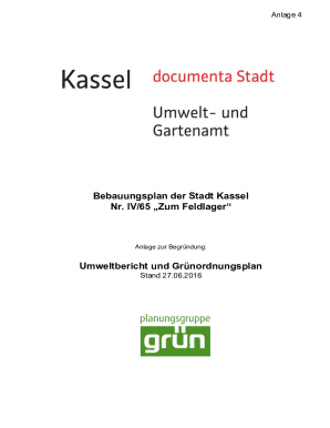 Bebauungsplan der Stadt Kassel Nr. IV/65 Zum Feldlager