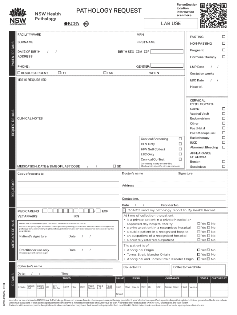A Digital Single Statewide Pathology Test Catalogue Preview on Page 1