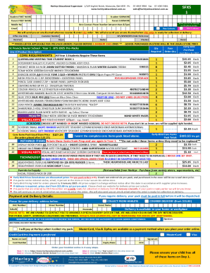 St Francis Xavier School - Year 1 - Bts 2025 Pre-packs Order Form