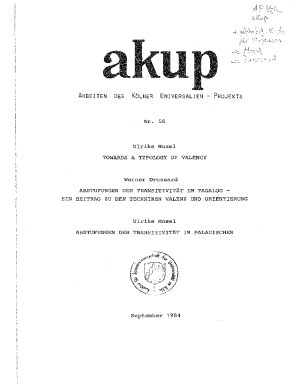 TOWARDS A TYPOLOGY OF VALENCY