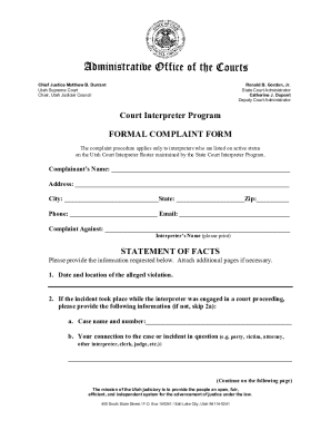 Court Interpreter Program - Formal Complaint Form (5/2024). Court Interpreter Program - Formal Complaint Form (5/2024)