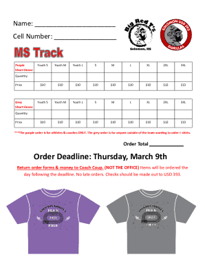 Order Deadline: Thursday, March 9th