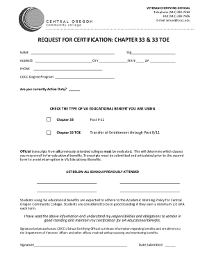Request for Certification