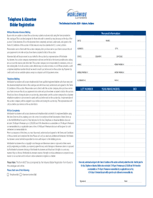 Telephone & Absentee Bidder Registration