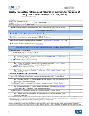 Weekly Respiratory Pathogen and Vaccination Summary for Residents of Long-term Care Facilities