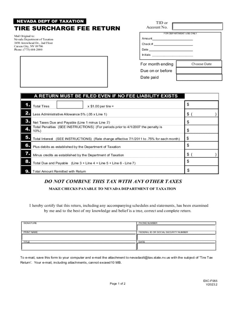 TIRE RETAILER INFORMATION SHEET STATE OF NEVADA Preview on Page 1