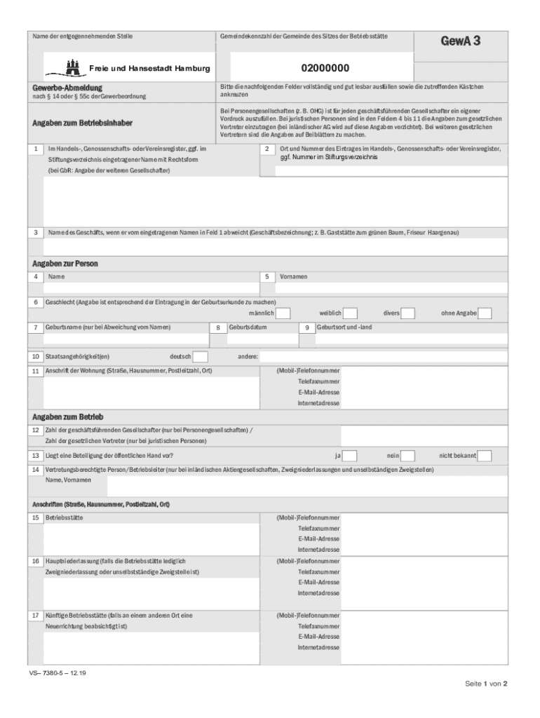 Gewerbe-abmeldung Preview on Page 1