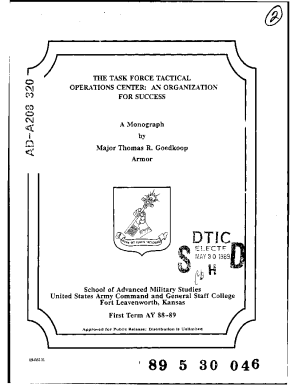 the Task Force Tactical Operations Center: an Organization for Success