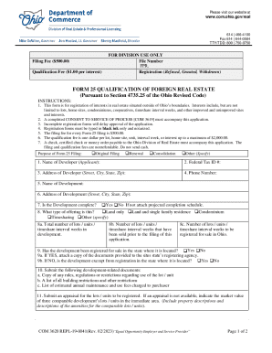 Form 25 Qualification of Foreign Real Estate