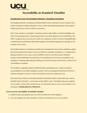 Accessibility as standard checklist - A. Working conditions...