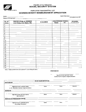 Philippines Sickness Benefit Reimbursement Application