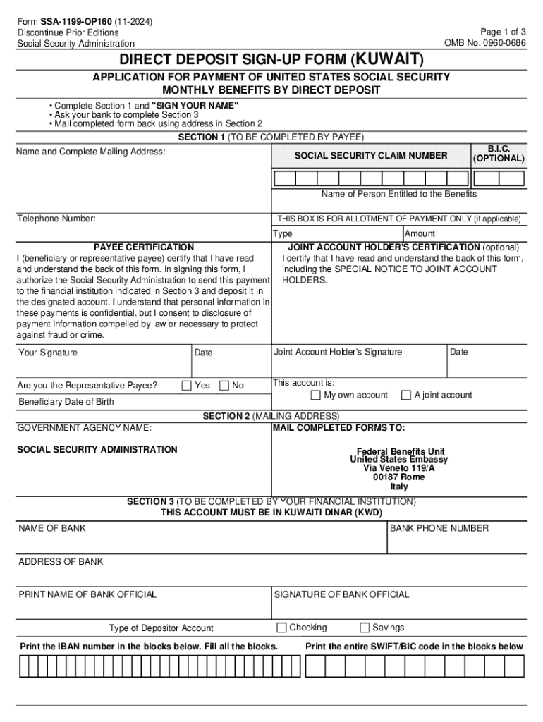 DIRECT DEPOSIT SIGN-UP FORM (KUWAIT) Preview on Page 1