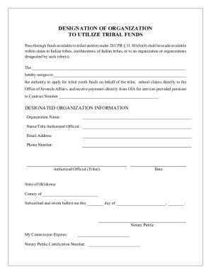 Designation of Organization to Utilize Tribal Funds