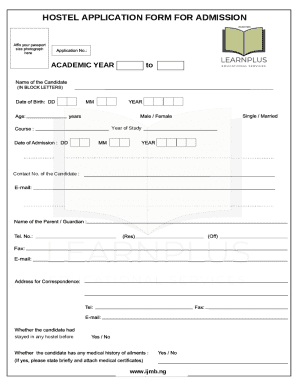 Hostel Application Form