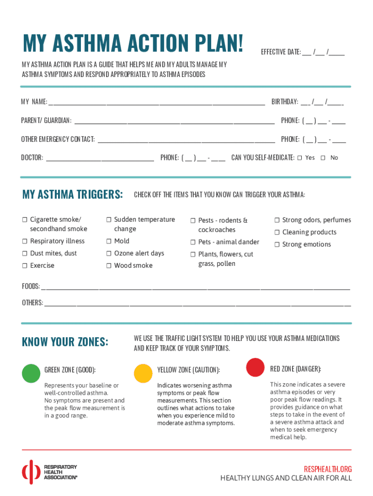 Asthma Action Plan Blank Fillable Template Fill Out Print Asthma Action Plan Blank Fillable Template Fill Out Print