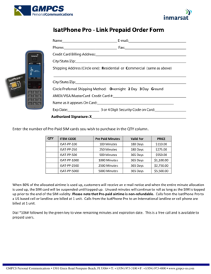 IsatPhone Pro Link Prepaid Order Form