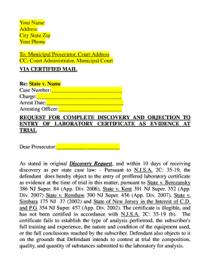 Request for Complete Discovery and Objection to Laboratory Certificate