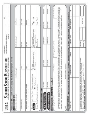 2014 Summer School Registration Form