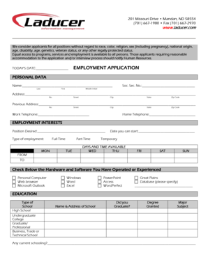 Employment Application Form