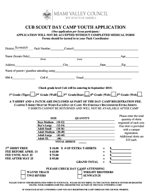 Cub Scout Day Camp Youth Application