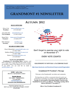 GRANDMONT #1 NEWSLETTER - MyGrandmontRosedale.org - mygrandmontrosedale