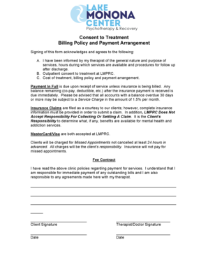 Consent to Treatment and Billing Policy Agreement