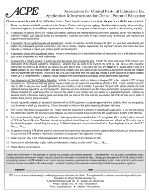 Clinical Pastoral Education Application