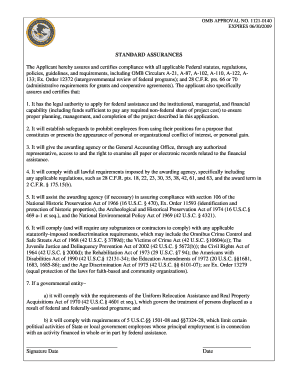 Standard Assurances for Federal Assistance