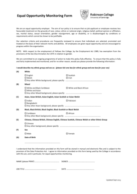 Equal Opportunity Monitoring Form