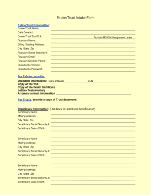 Estate Trust Intake Form