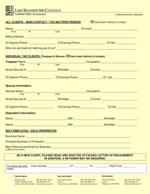 Individual Tax Client Information Form
