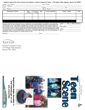 Renton Community Center Registration Form