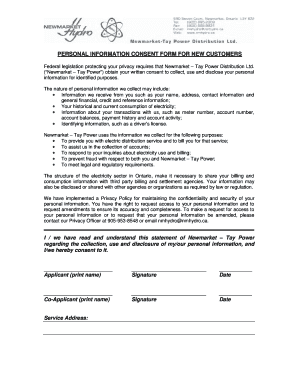 Personal Information Consent Form for New Customers