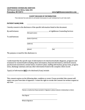 Client Release of Information Form