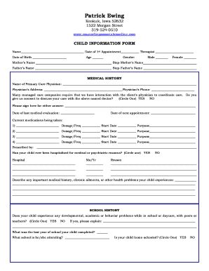 Child Information Form