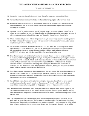 Tie Down Roping Rules Agreement