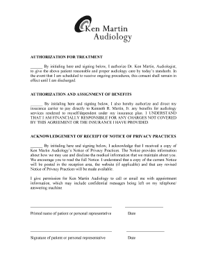 Authorization for Treatment and Assignment of Benefits