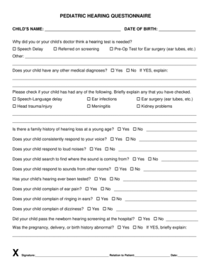Pediatric Hearing Questionnaire