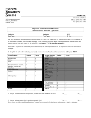 2015-2016 FAFSA Verification Form