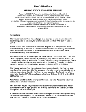 Colorado Residency Affidavit
