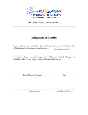 Assignment of Benefits for Physical Therapy