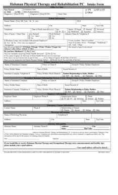 Holsman Physical Therapy Intake Form