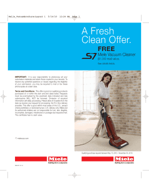 Miele Vacuum Promotion Claim Form
