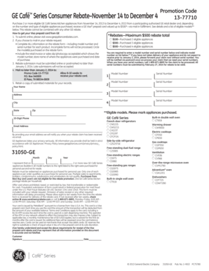 GE Café Series Consumer Rebate Form