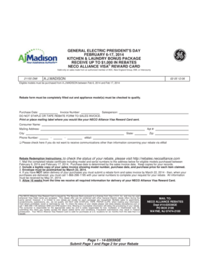 General Electric President's Day Rebate Form