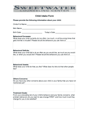 Child Intake Form